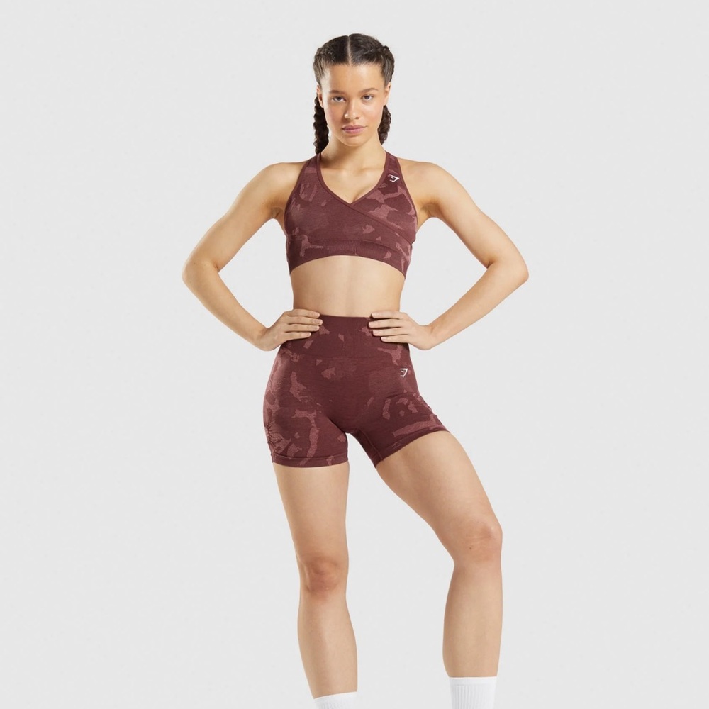 Gymshark Women's Camo Cherry Brown Adapt Seamless Sports Bra